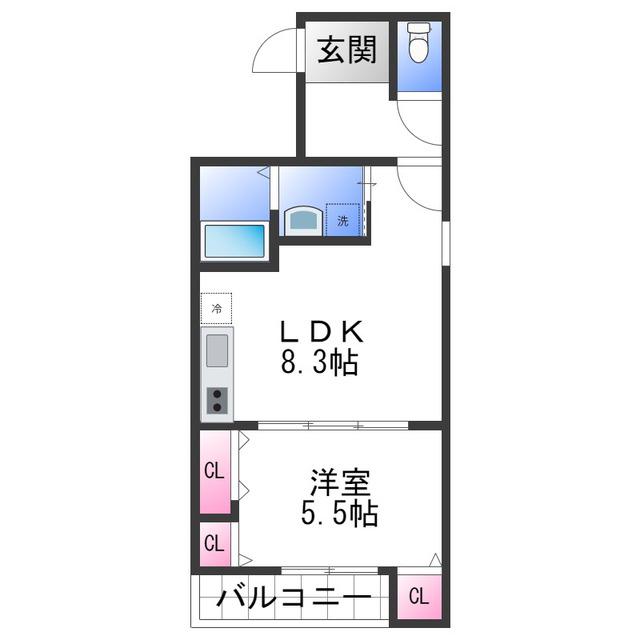 フジパレス西取石III番館(1LDK/2階)の間取り写真