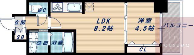 セノアタワー新大阪(1LDK/5階)の間取り写真