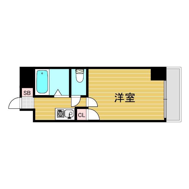 クレハタワーズ東中島(1K/7階)の間取り写真