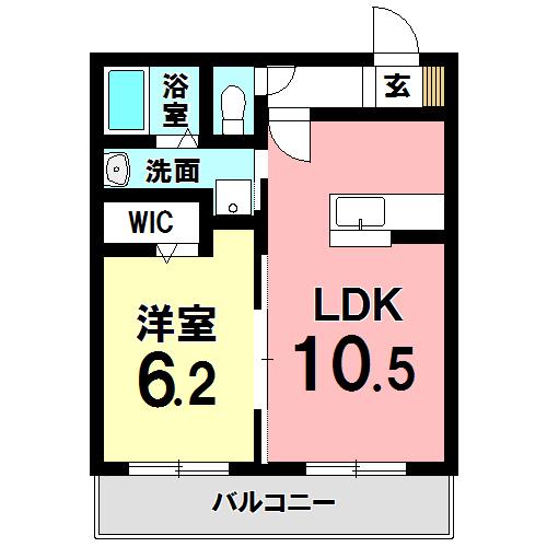 アチェーロ土岐口(1LDK/2階)の間取り写真