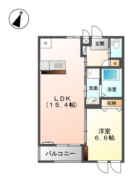 カーサ・クオーレ(1LDK/2階)の間取り写真