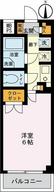 カミーリア(1K/1階)の間取り写真