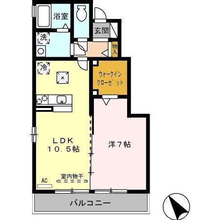 フラーテル(1LDK/1階)の間取り写真