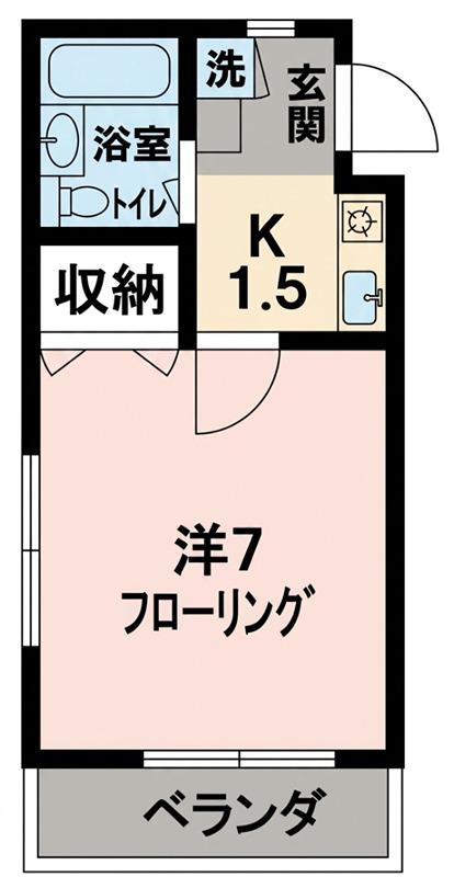 ヴァンベール(1K/1階)の間取り写真
