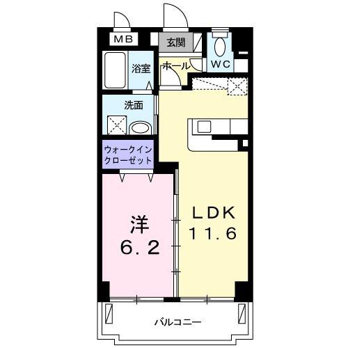 イーストヒル(1LDK/3階)の間取り写真