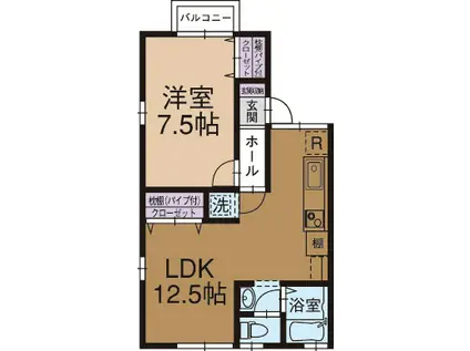 パイン ビレッジ・2(1LDK/2階)の間取り写真