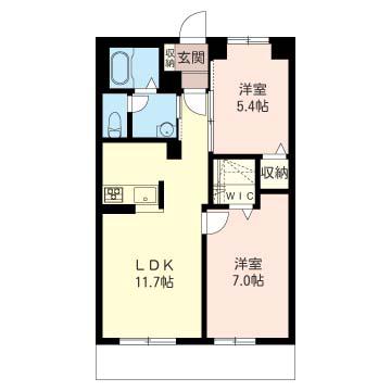 日成ハイツIII(2LDK/2階)の間取り写真