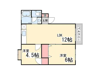 上野通ハイツ(2LDK/2階)の間取り写真