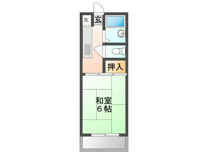 ハイライズ辻(1K/2階)の間取り写真