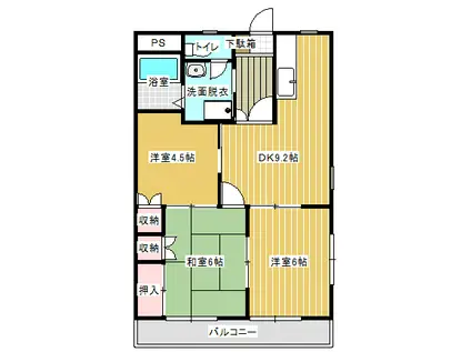 フローラルマンション(3DK/2階)の間取り写真