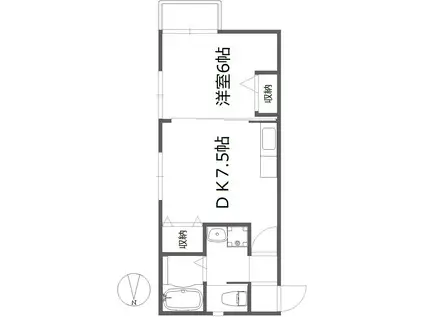 MKハイツII(1DK/1階)の間取り写真