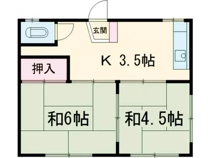 第3川端荘(2K/2階)の間取り写真