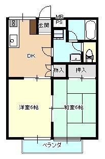 ニューヒルズ(2DK/1階)の間取り写真