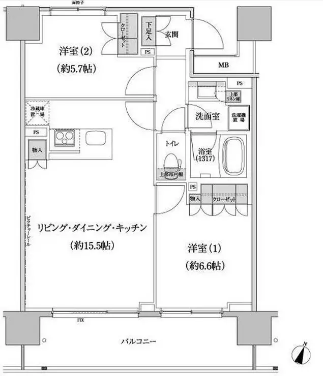 パークハビオ渋谷本町レジデンス 12階階 間取り