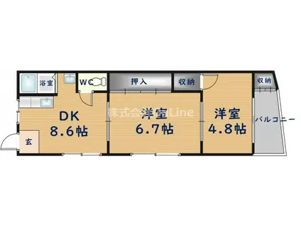 稲田シャトークワジマ(2DK/2階)の間取り写真