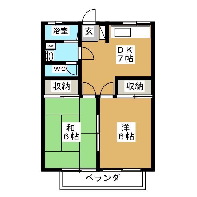 ラベンダーハイム(2DK/2階)の間取り写真
