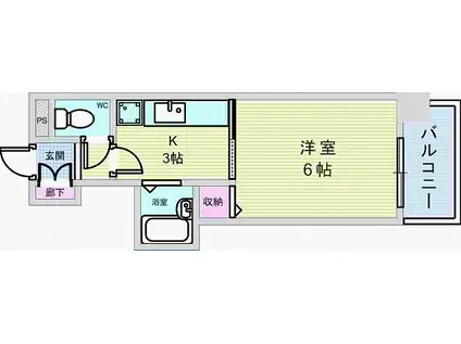 ベルトピア岡町ガーデンハイツ(1K/3階)の間取り写真