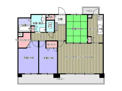 ブロッサムベルジュ戸畑(3LDK/15階)の間取り写真