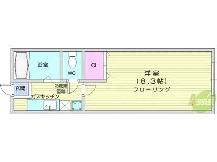 シャルマン南光台(1K/2階)の間取り写真