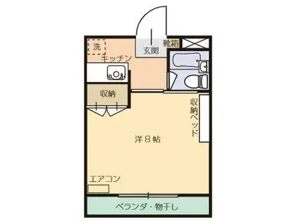 アポロ1(1K/2階)の間取り写真