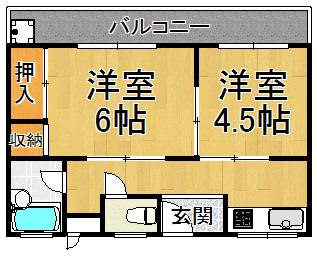 吉田マンション(2K/2階)の間取り写真