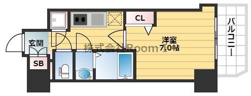 ファーストフィオーレ谷町六丁目フェリシア(1K/14階)の間取り写真