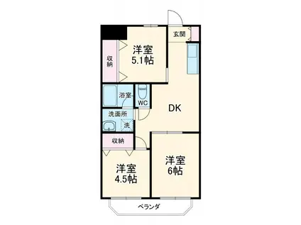 グロリアスマンションミフジ川越・2号館(3DK/2階)の間取り写真