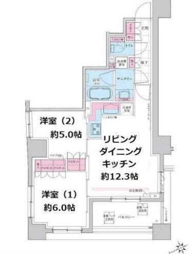ステラメゾン三軒茶屋(2LDK/2階)の間取り写真