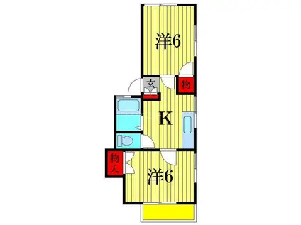 桂コーポ(2K/1階)の間取り写真