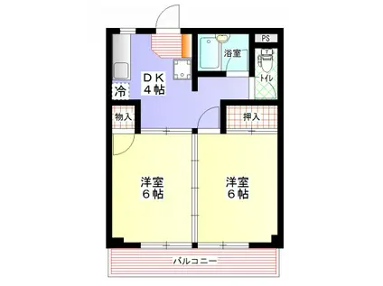 ビバリーハウス西京(2DK/2階)の間取り写真