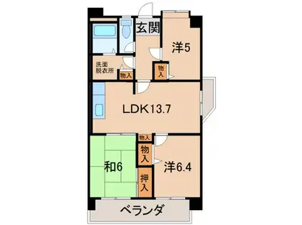 グランディール山十(3LDK/8階)の間取り写真