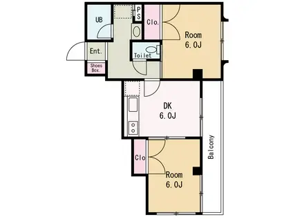 メゾンドパール(2DK/2階)の間取り写真