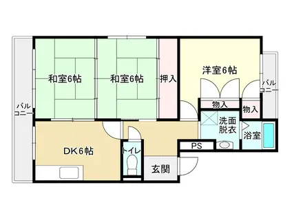 タニガシラハイツ(3DK/1階)の間取り写真