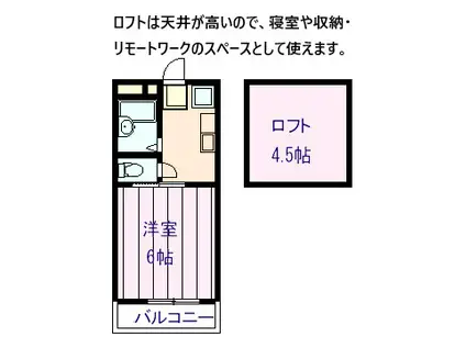 ハイエスト新南部(1K/2階)の間取り写真