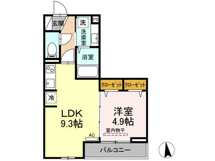 レクシア東葛西II(1LDK/2階)の間取り写真