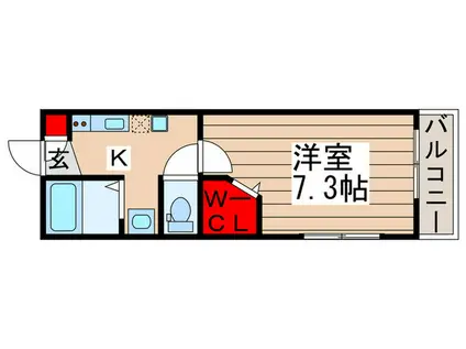 ダブルレインボー六実(1K/1階)の間取り写真