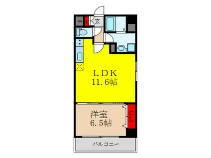 リバレイン江坂(1LDK/4階)の間取り写真