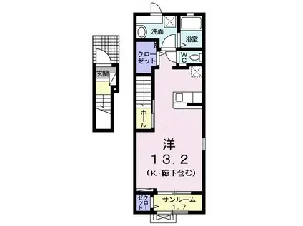 ATSUMI(ワンルーム/2階)の間取り写真