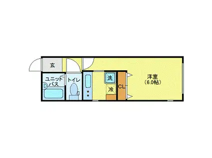 MODULOR赤坂(1K/2階)の間取り写真