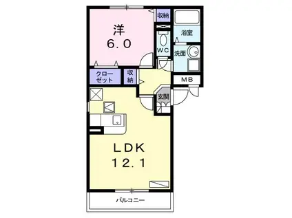さくらアパートメントA(1LDK/1階)の間取り写真