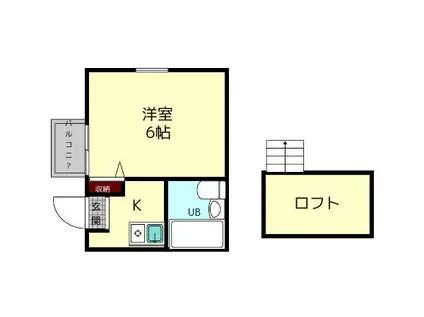 サニーハイツ生駒(1K/1階)の間取り写真