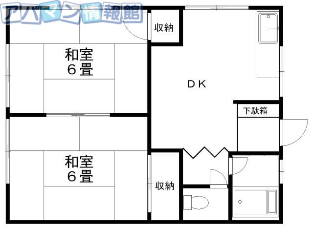 コーポ椿(2DK/2階)の間取り写真