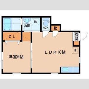 カーサフォレスタウエスト(1LDK/1階)の間取り写真