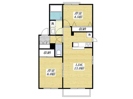 パ-クリバ-(2LDK/1階)の間取り写真