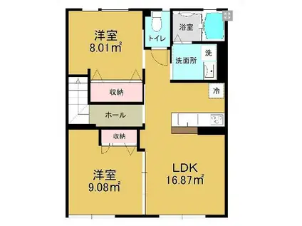 エターナルA棟(2LDK/2階)の間取り写真