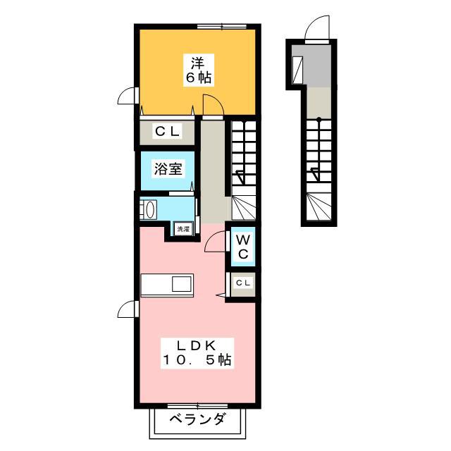 クラールハイム(1LDK/2階)の間取り写真