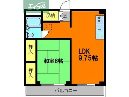 パークサイドレジデンス(1LDK/3階)の間取り写真