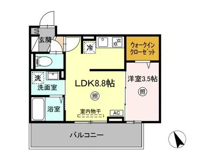 BRILLIA TWIN STAGE A棟(1LDK/2階)の間取り写真