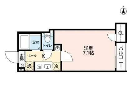 グランクオール五反野(1K/1階)の間取り写真