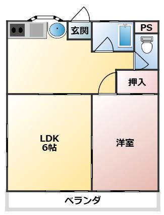 東空荘(2DK/1階)の間取り写真